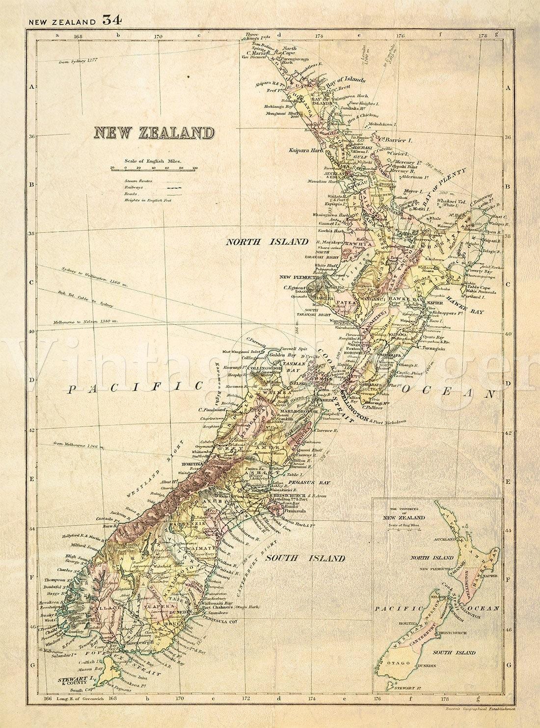 Karte des alten new zealand