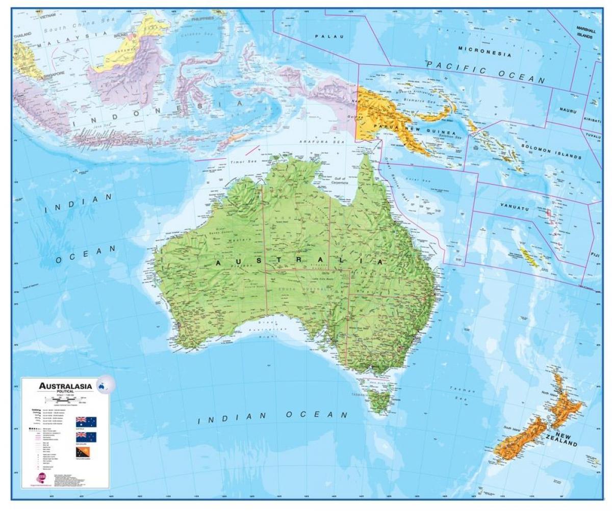 Karte von Australien und Neuseeland-physische