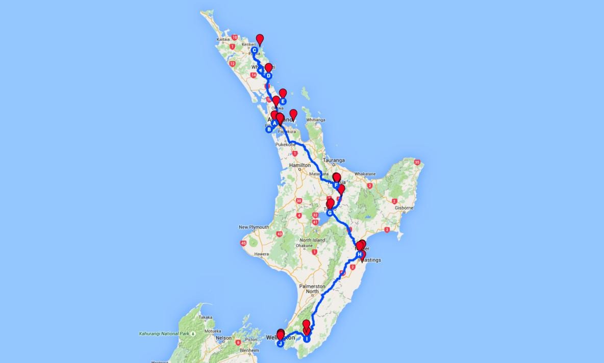 fahren Karte von north island, Neuseeland