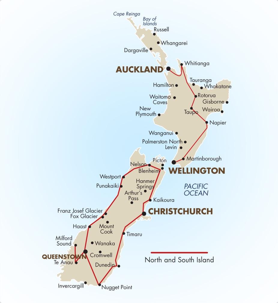 Karte von south island new zealand fahren