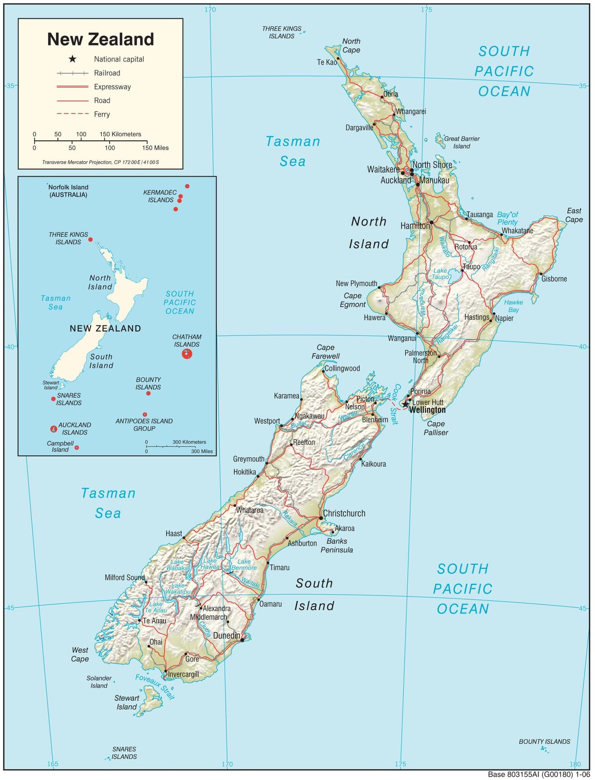 Map of new zealand, north island, mit Abstand