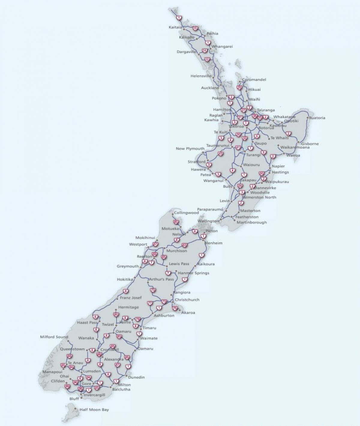 Karte von Neuseeland highway