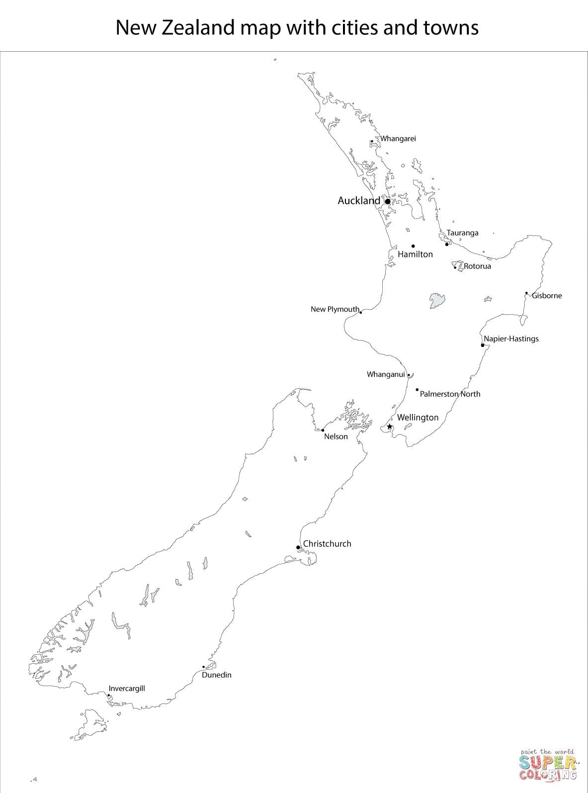 Neuseeland-Karte mit Städten