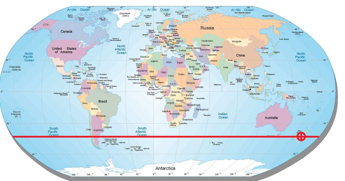 Karte von Neuseeland latitude