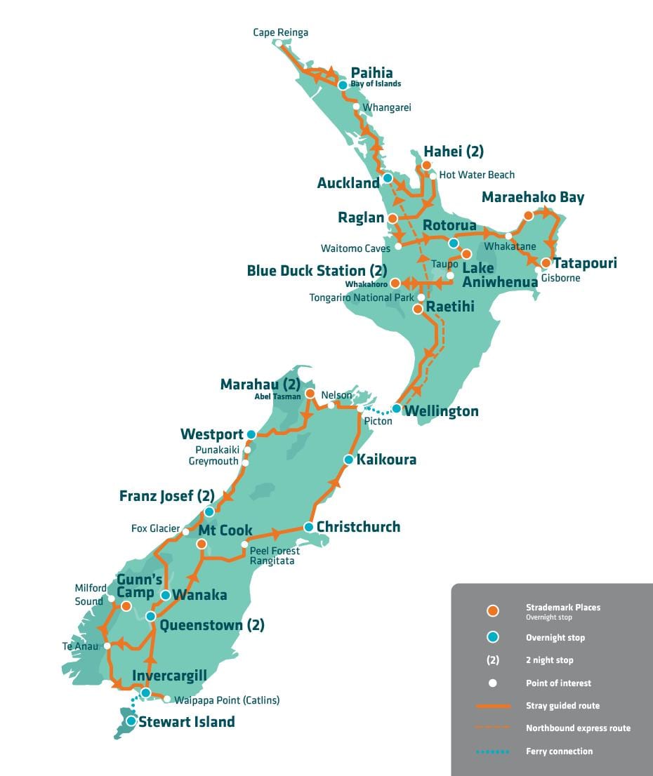 Neuseeland Attraktion-Karte