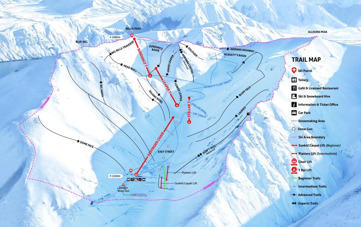 Neuseeland Skigebiete Karte
