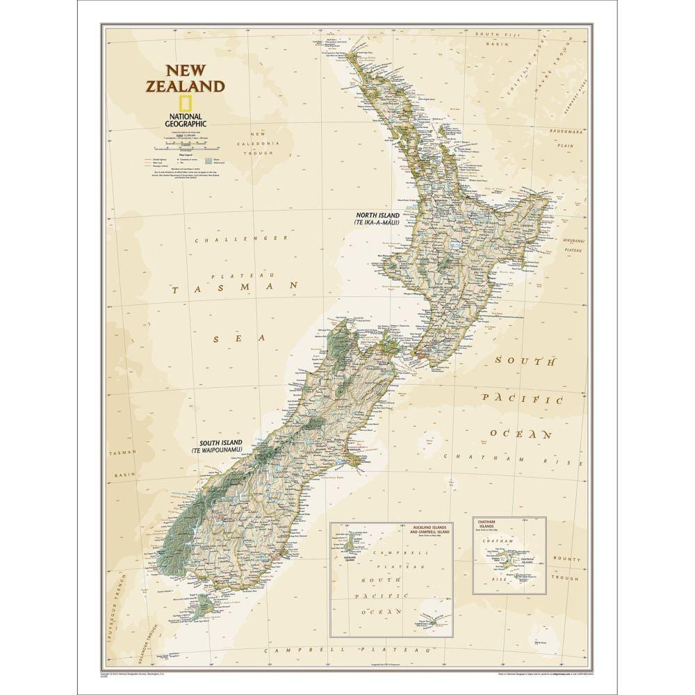 national geographic Karte von Neuseeland
