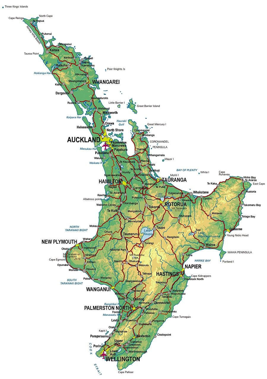 detaillierte Karte des north island, Neuseeland