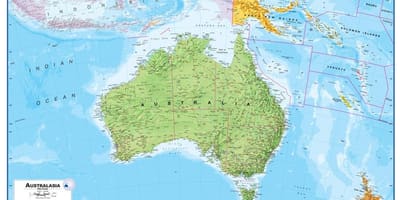 Karte von Australien und Neuseeland-physische