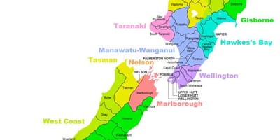 Politische Landkarte von Australien und Neuseeland