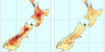Karte von Neuseeland Temperatur