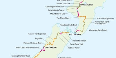 Karte von new zealand cycle trail