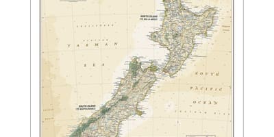 National geographic Karte von Neuseeland