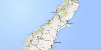 Detaillierte Straßenkarte von south island, Neuseeland